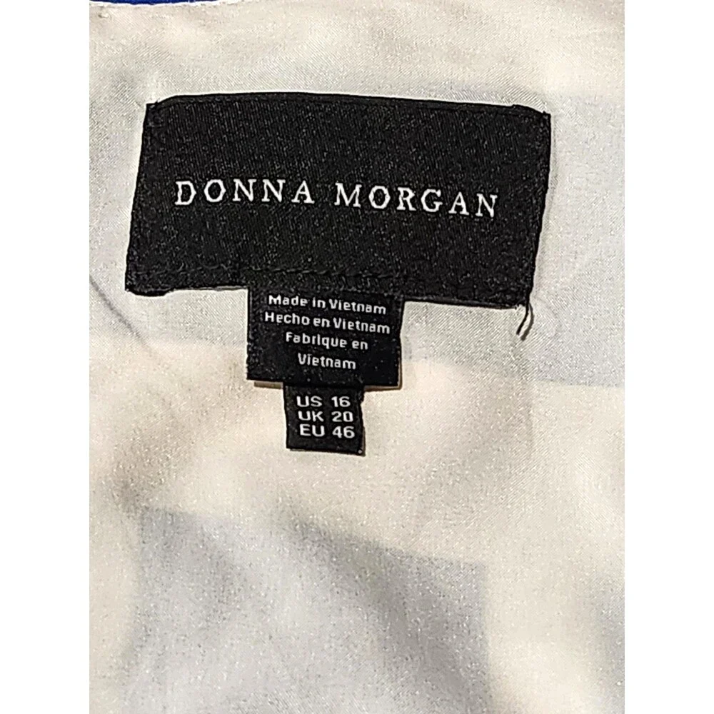Donna‎ Morgan Quincy Blue & White Geometric Sleeveless Maxi Dress Size 16 - Picture 9 of 10